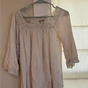 Lucky Brand White Lace Accent Blouse